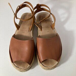 Womens Viscata Open Toe‎ Espadrille Sandals Barcelona Leather Brown 42/11 Spain